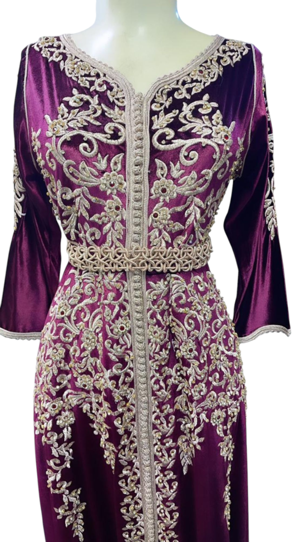Caftan en velours  bordeau