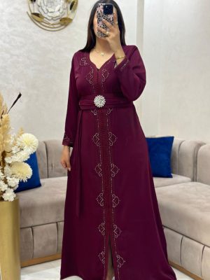 Caftan crepe cloche avec ceinture