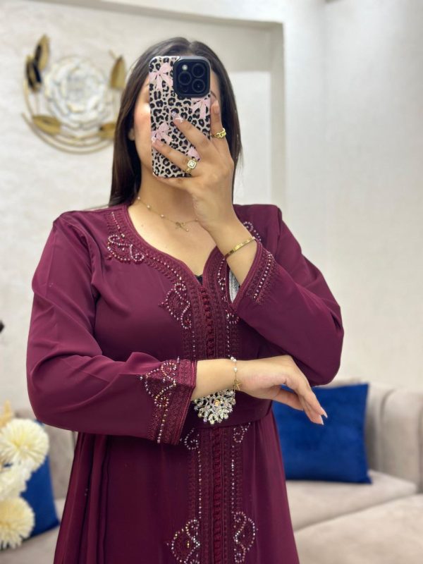 Caftan crepe cloche avec ceinture