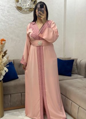 caftan en crepe saumon pas cher