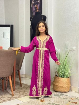 caftan fuchia a ceinture