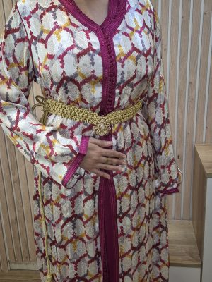 Takchita Jawhara rose – caftan marocain élégant pour femme