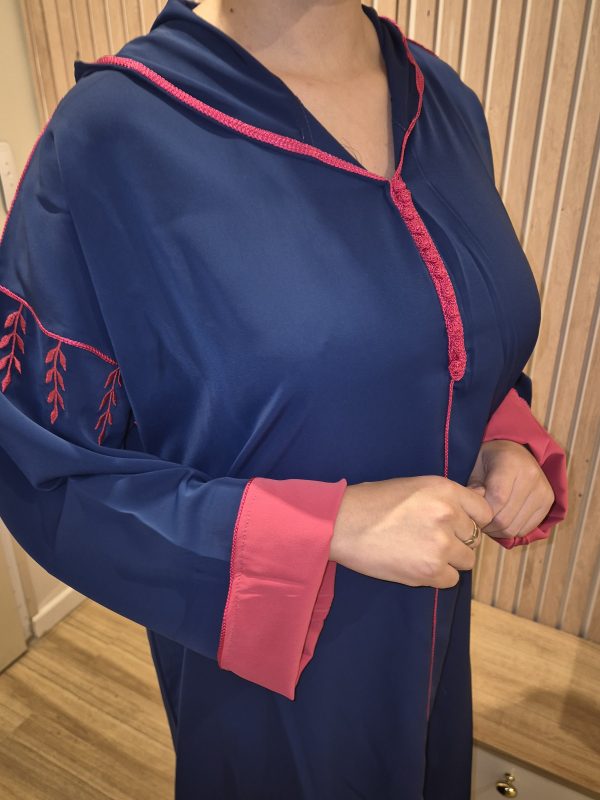 Jlaba bleu roi avec broderies fuchsia 