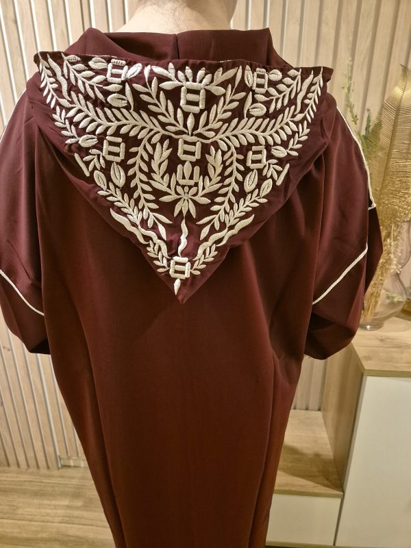 Jlaba bordeaux brodée en blanc