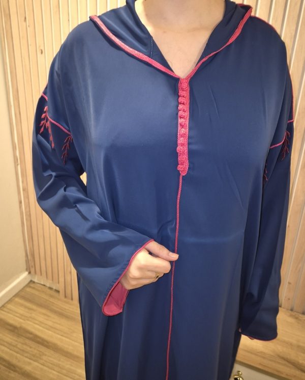 Jlaba bleu roi avec broderies fuchsia