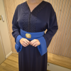 Caftan bleu roi avec ceinture bleu ciel