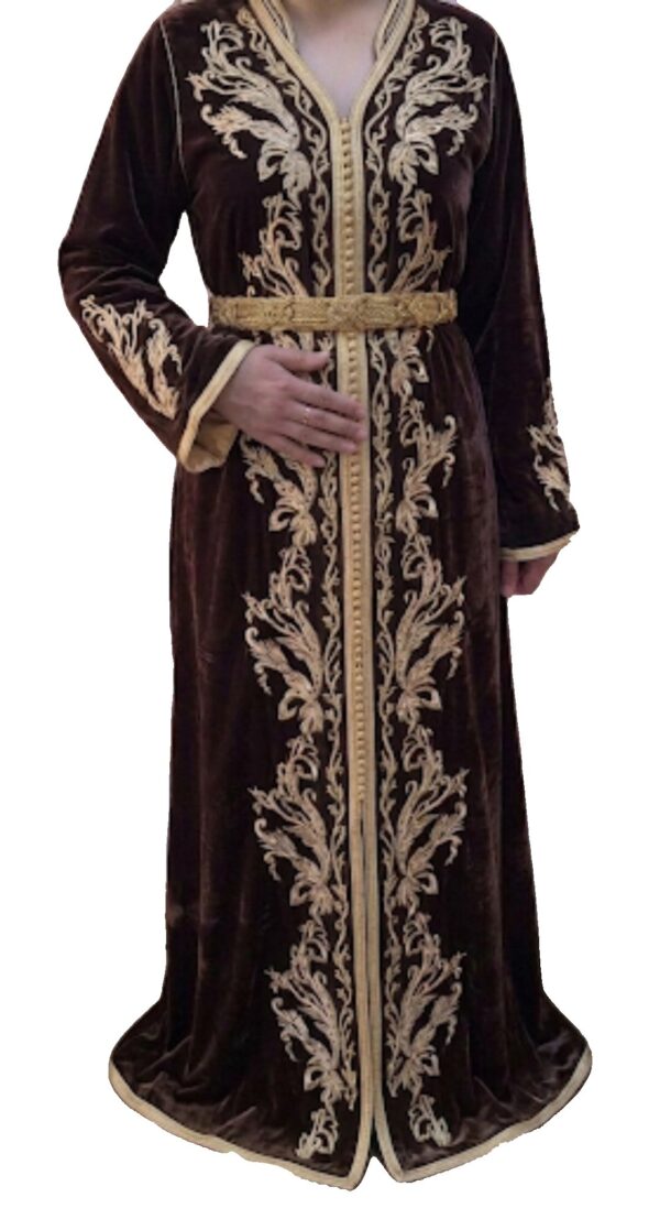 Caftan élégant en velours chocolat